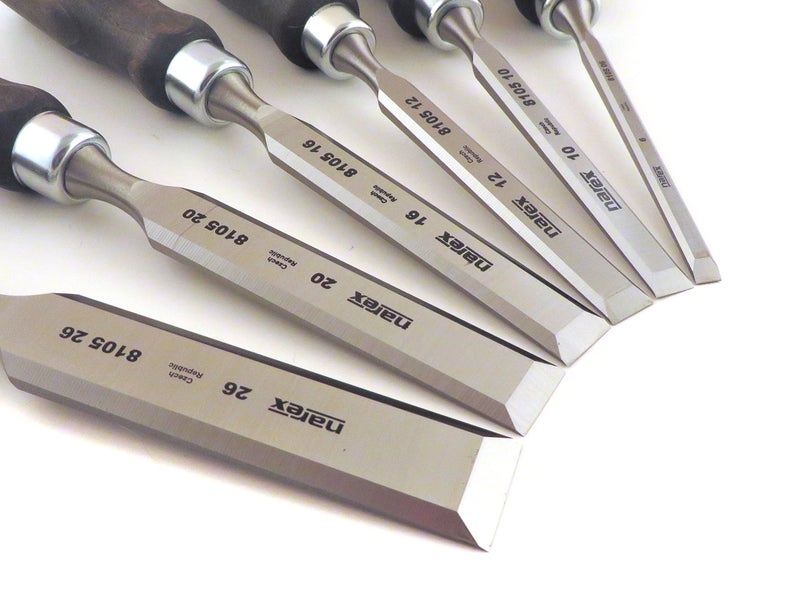 Narex 6 pc Set 6 mm (1/4), 10 (3/8), 12 (1/2), 16 (5/8), 20 (13/16), 26 (1-1/16) Woodworking Chisels in Wooden Presentation Box 853053 - Image 4
